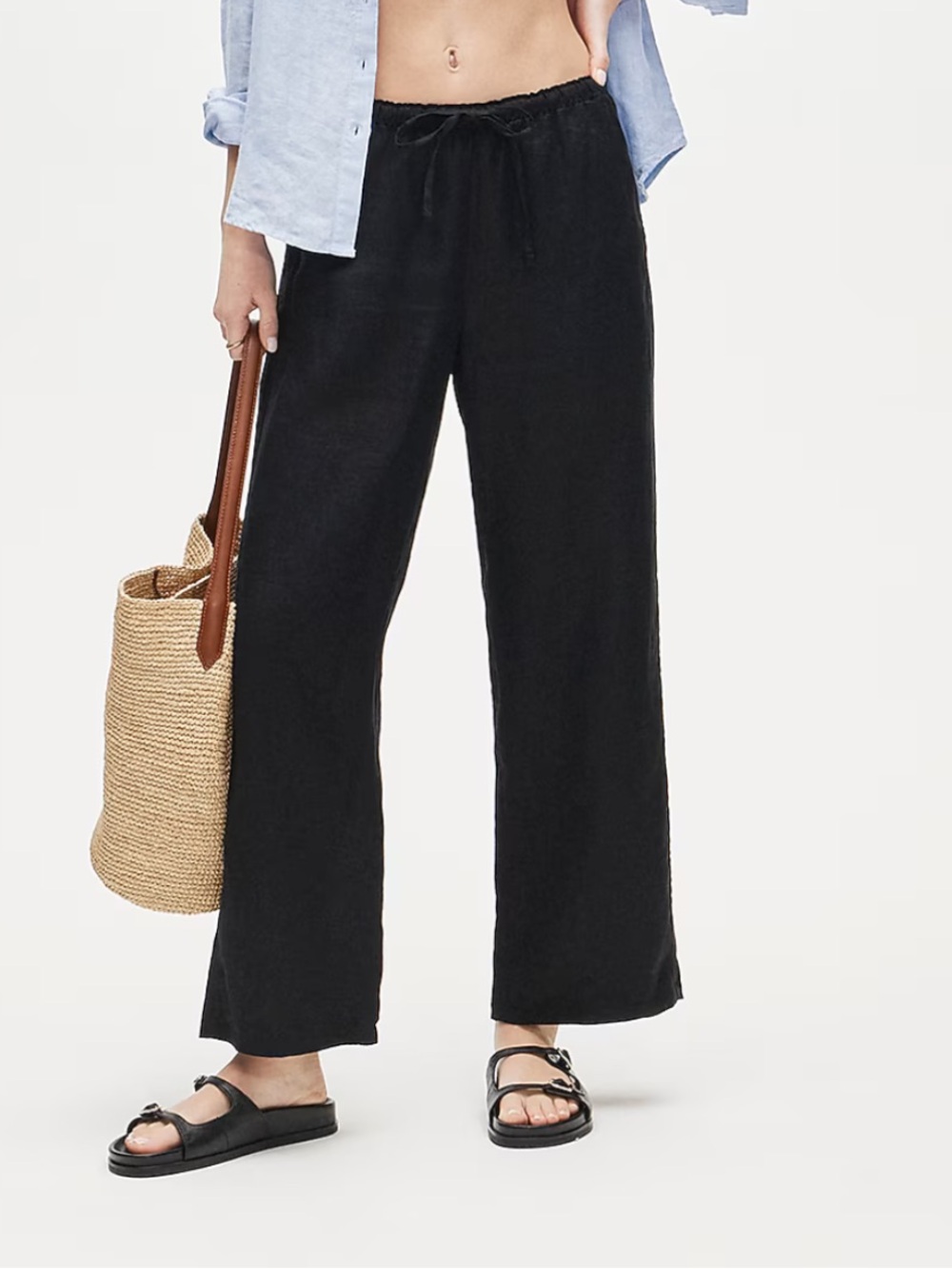 J.CREW Womens Black Soleil pants in linen XXL